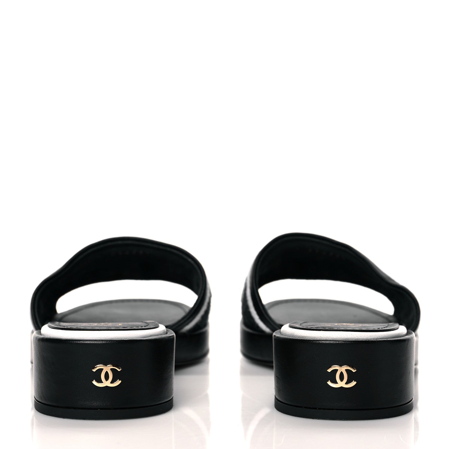 Chanel Lambskin Embroidered CC Mule Sandal 39 Black White 5 of 14