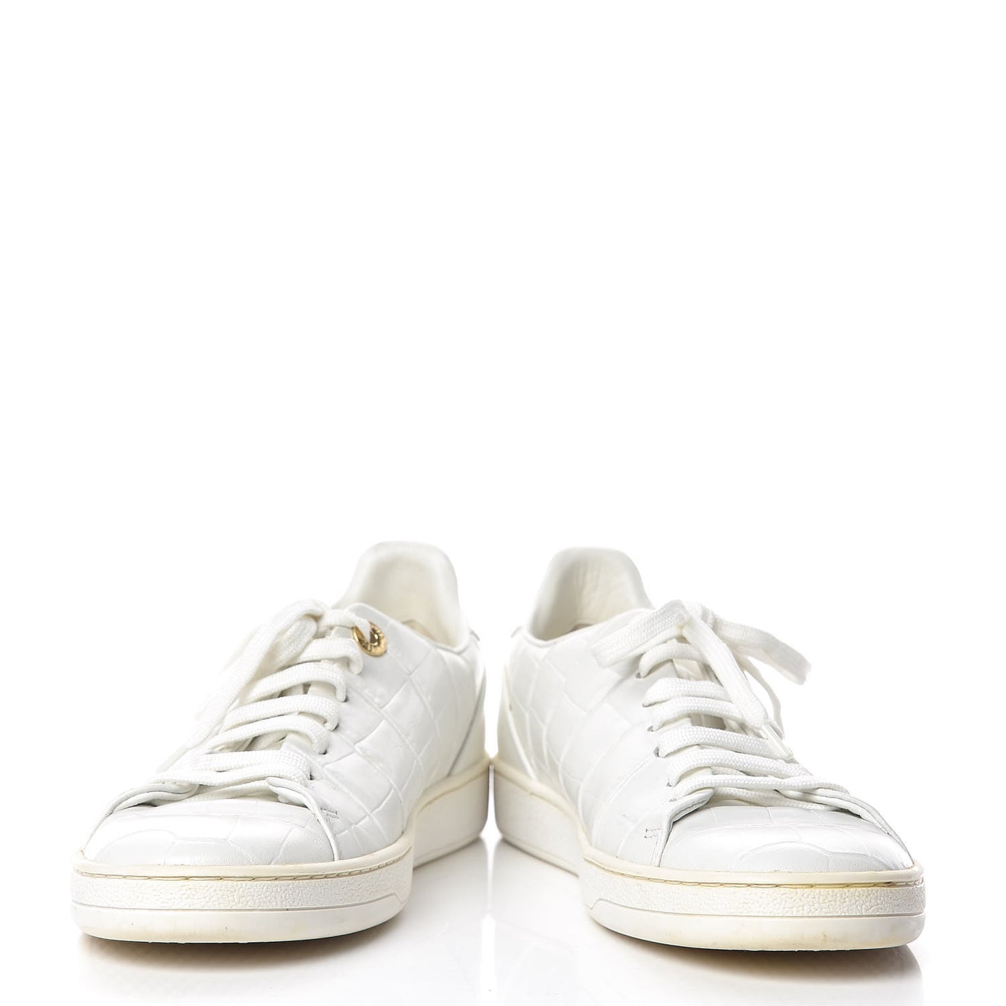 Calfskin Crocodile Embossed Frontrow Sneakers 36.5 White