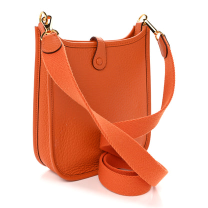 Hermes Taurillon Clemence Evelyne TPM Orange 3 of 10