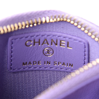 Chanel Caviar Quilted CC Zip Card Holder Purple 5 of 7
