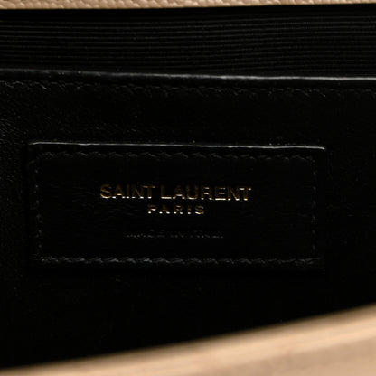 Saint Laurent Grain De Poudre Textured Mixed Matelasse Medium Triquilt Monogram Satchel Dark Beige 5 of 10
