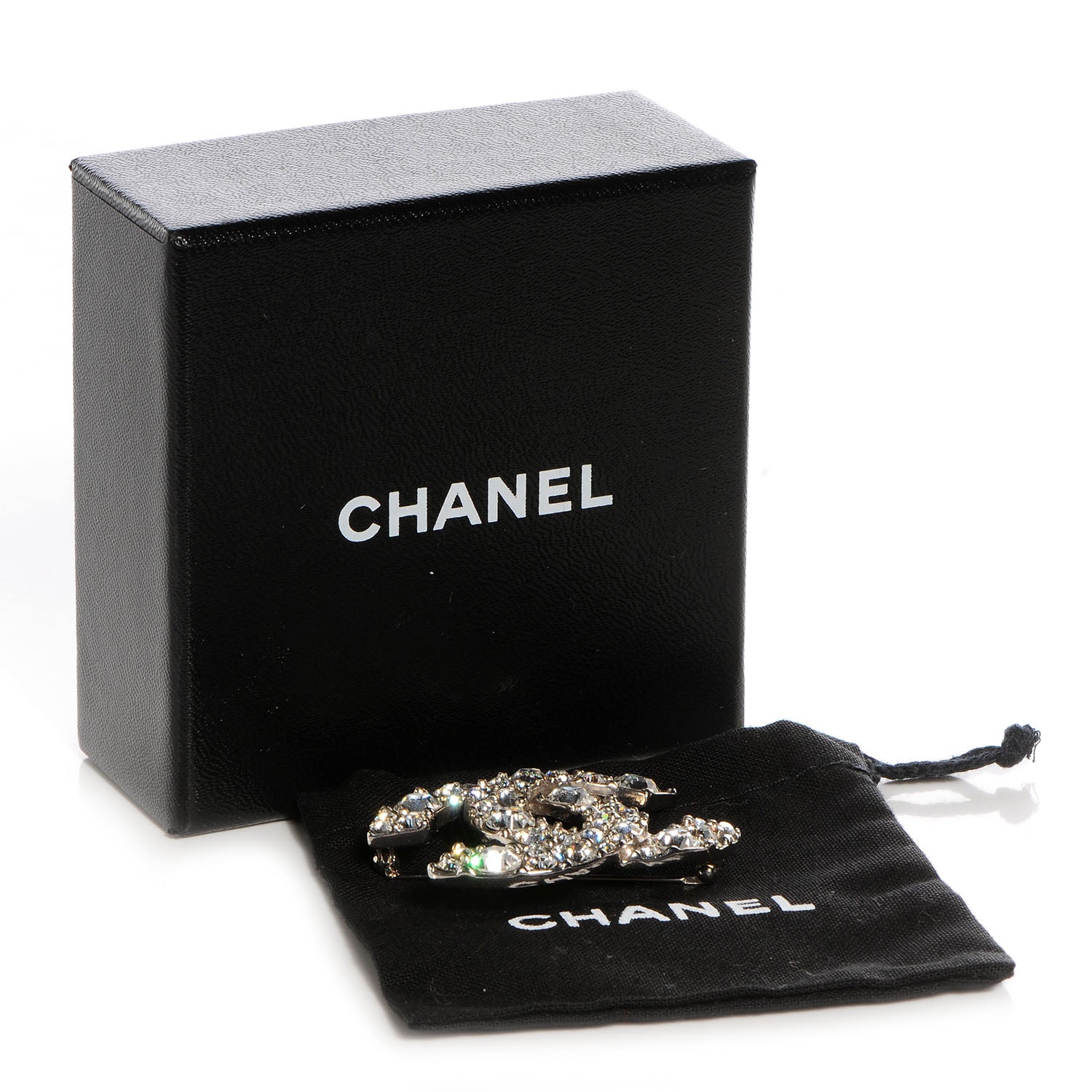 Chanel Swarovski Crystal CC Brooch Silver 4 of 4