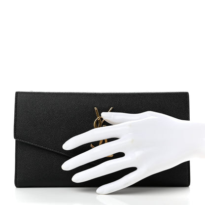 Saint Laurent Grain De Poudre Monogram Uptown Wallet Black 2 of 11