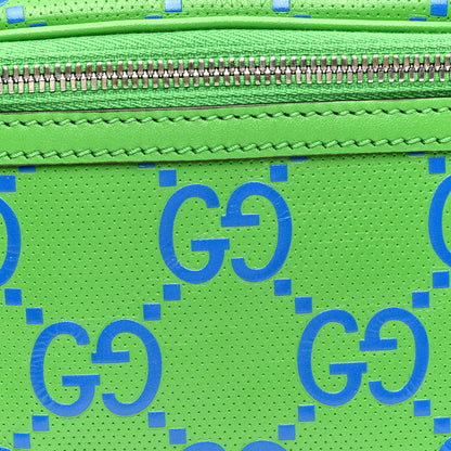 Gucci Calfskin GG Tennis Bi-Color Embossed Belt Bag Joy Green Joy Blue 8 of 10
