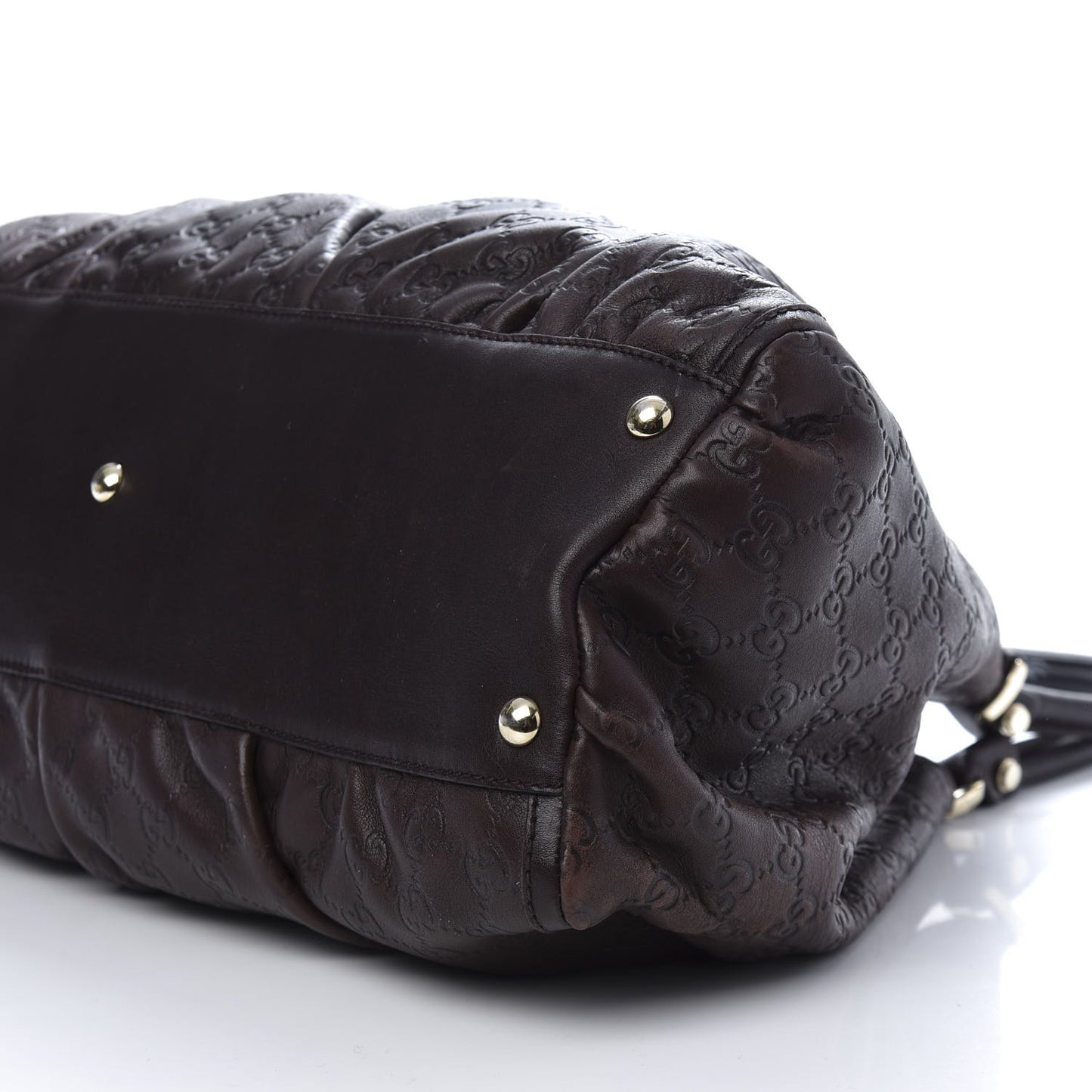 Guccissima Large D Gold Ring Shoulder Bag Chocolate