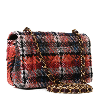 Chanel Tweed Quilted Mini Rectangular Flap Red Multicolor 3 of 18