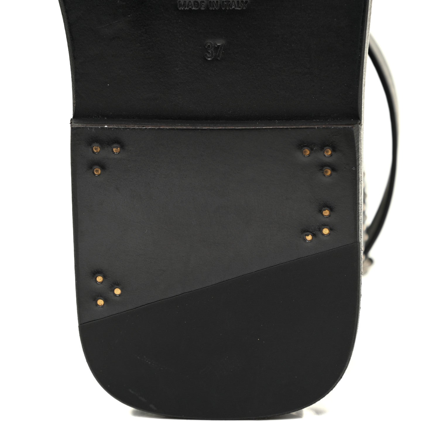 Saint Laurent Calfskin Culver Studded Flat Sandals 37 Black 10 of 12
