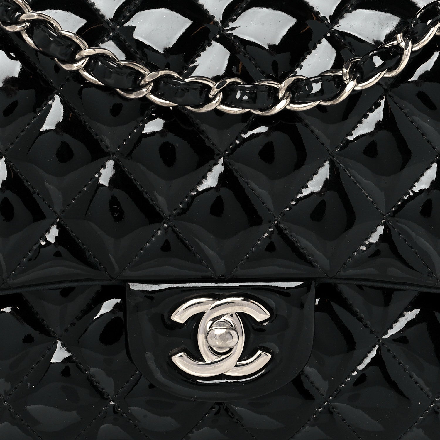 Chanel Patent Quilted Medium Double Flap Black 8 of 11