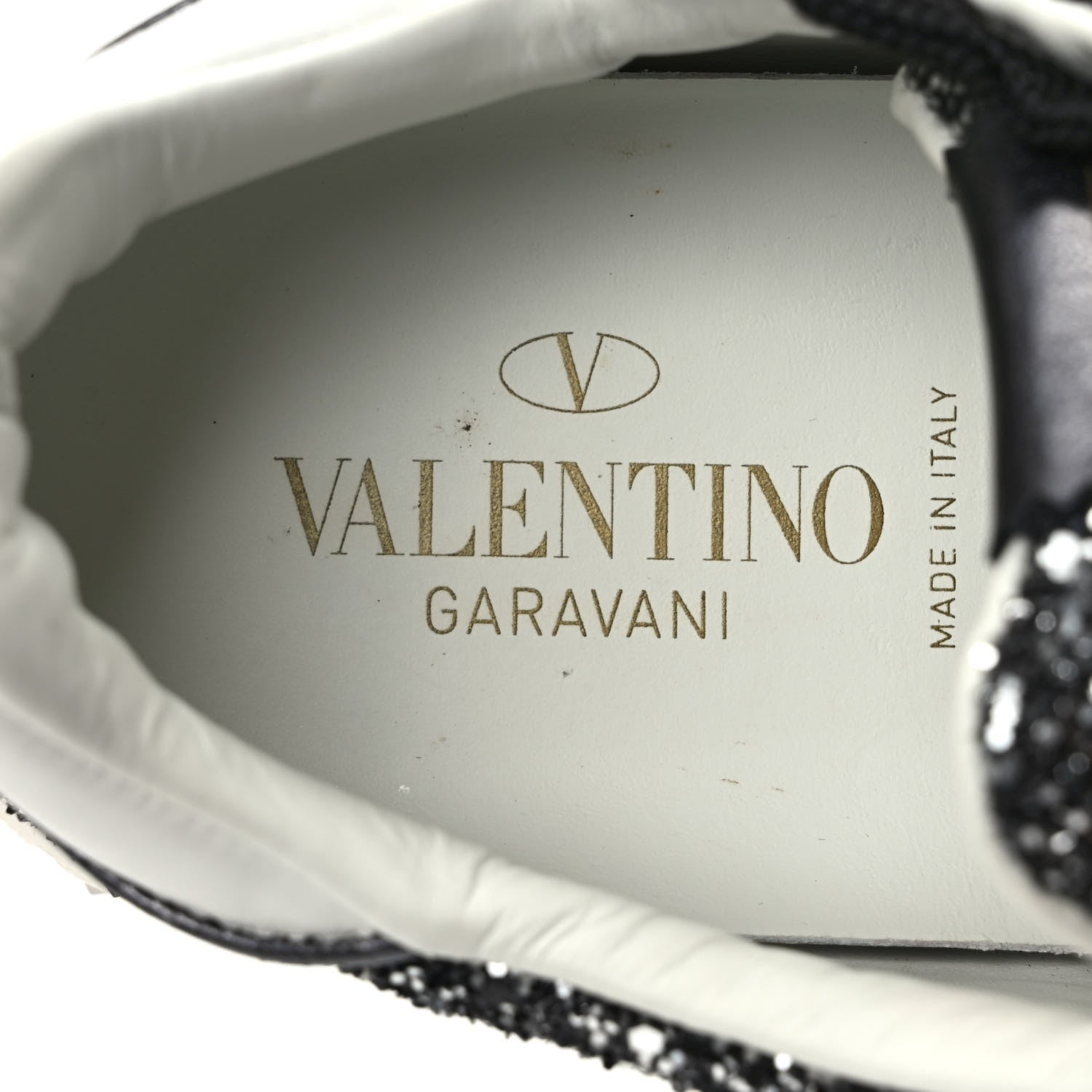 Valentino Garavani Calfskin Glitter Flycrew Sneakers 40 Black 7 of 9