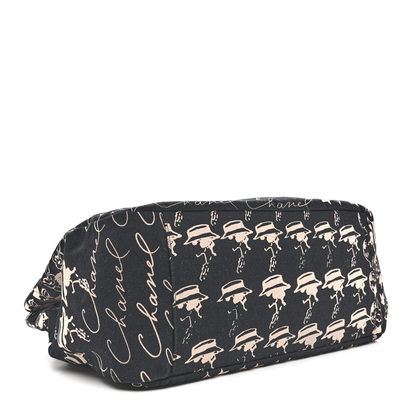 Canvas Camellia Flower Tote Black