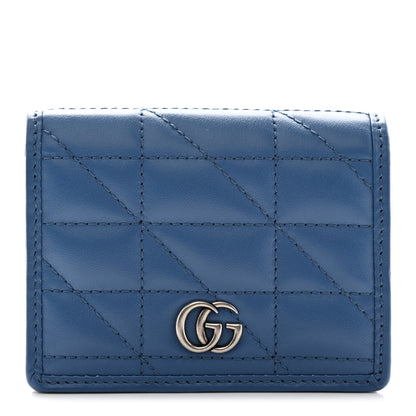 Gucci Calfskin Matelasse Aria GG Marmont Card Case Wallet Clear Blue 1 of 9