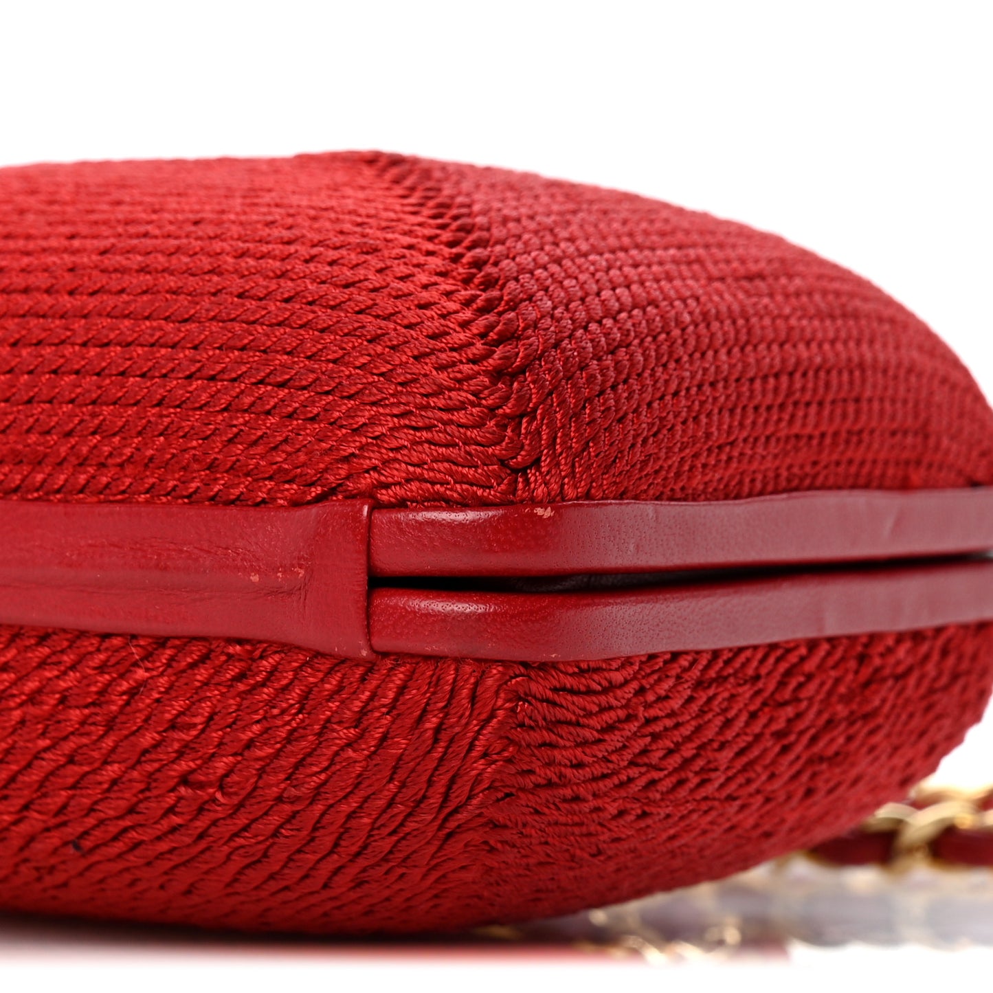 Woven Raffia Clutch With Chain Bag Red