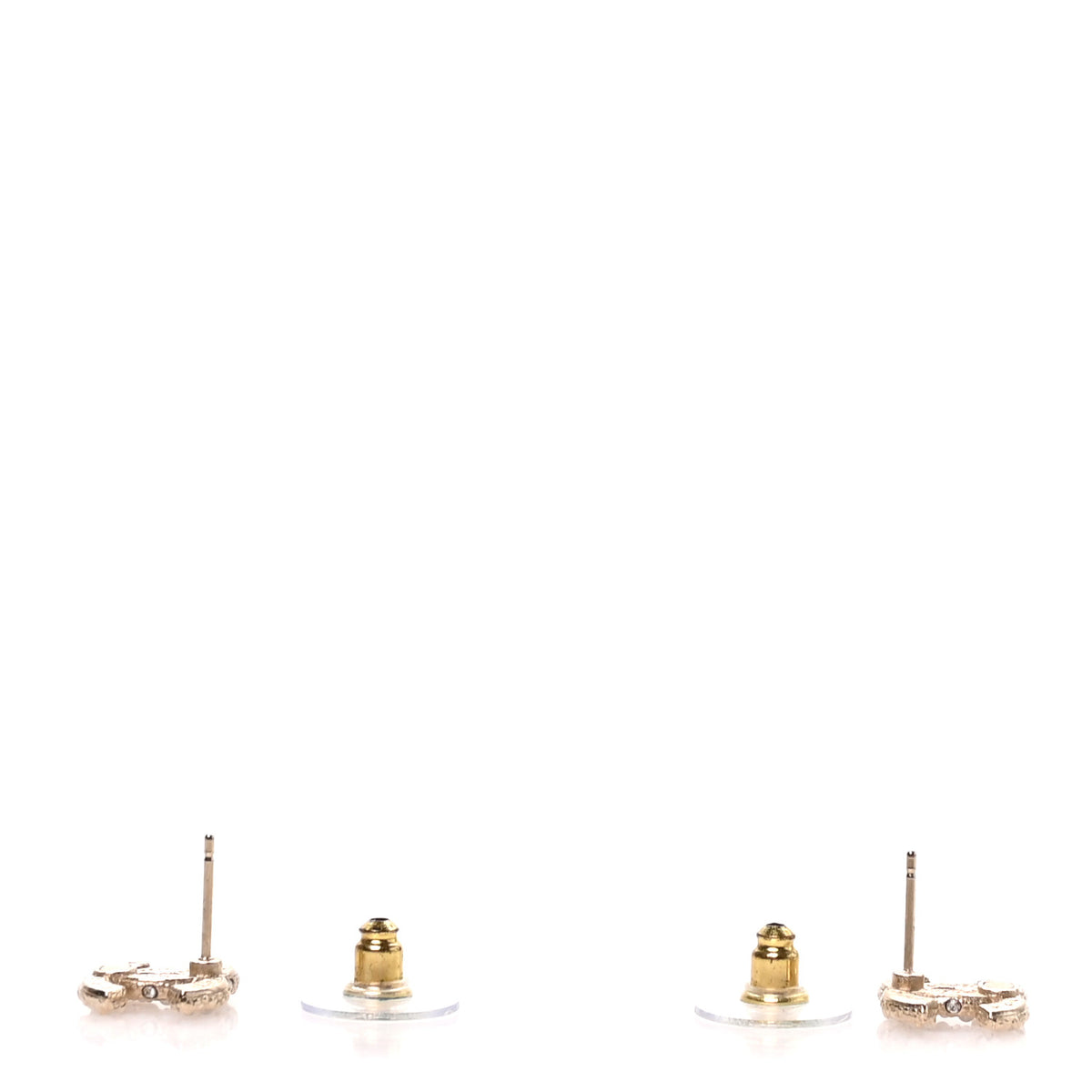 Metal Graduated Pearl Crystal CC Earrings Light Gold