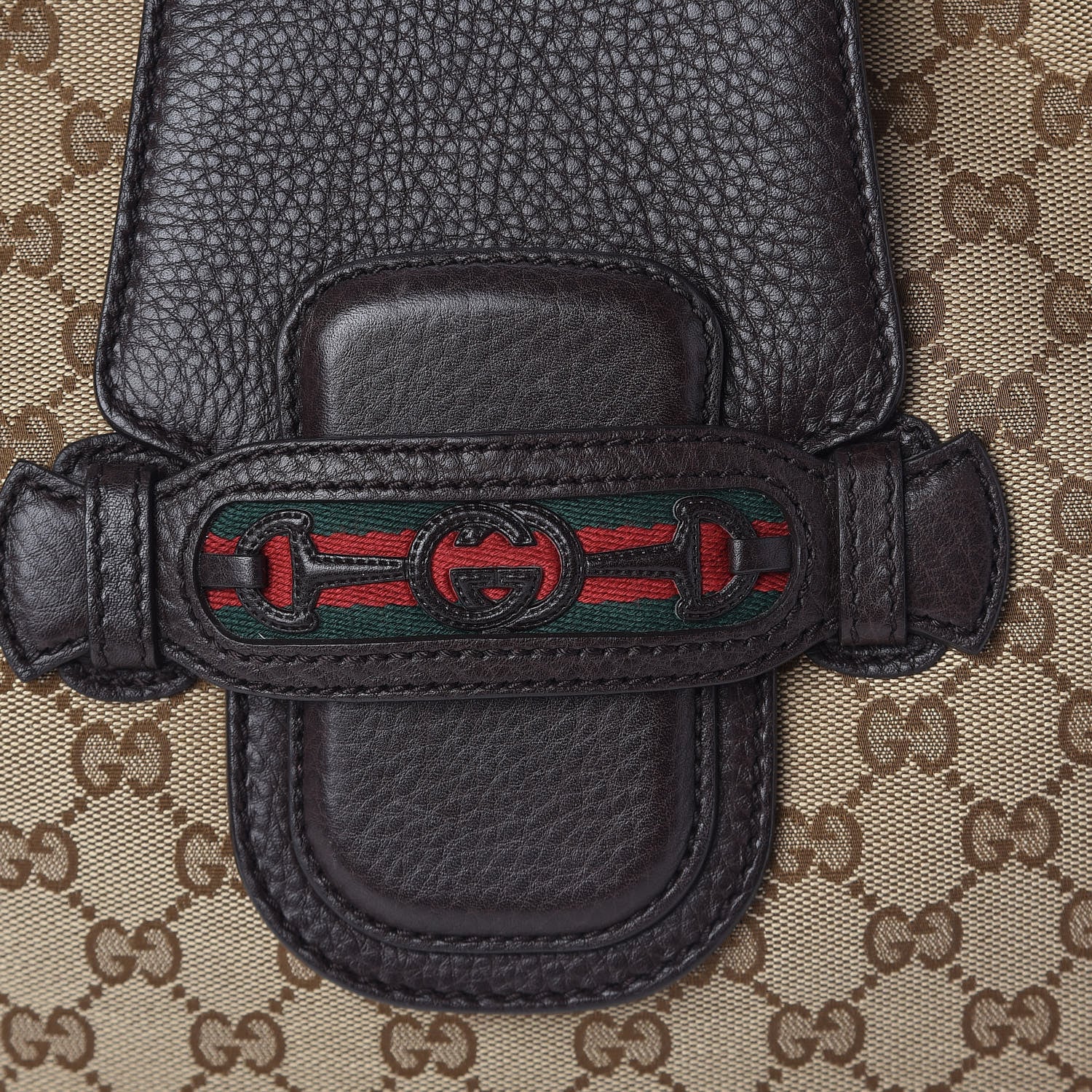 Gucci Monogram Web Medium Dressage Hobo Dark Brown 10 of 10
