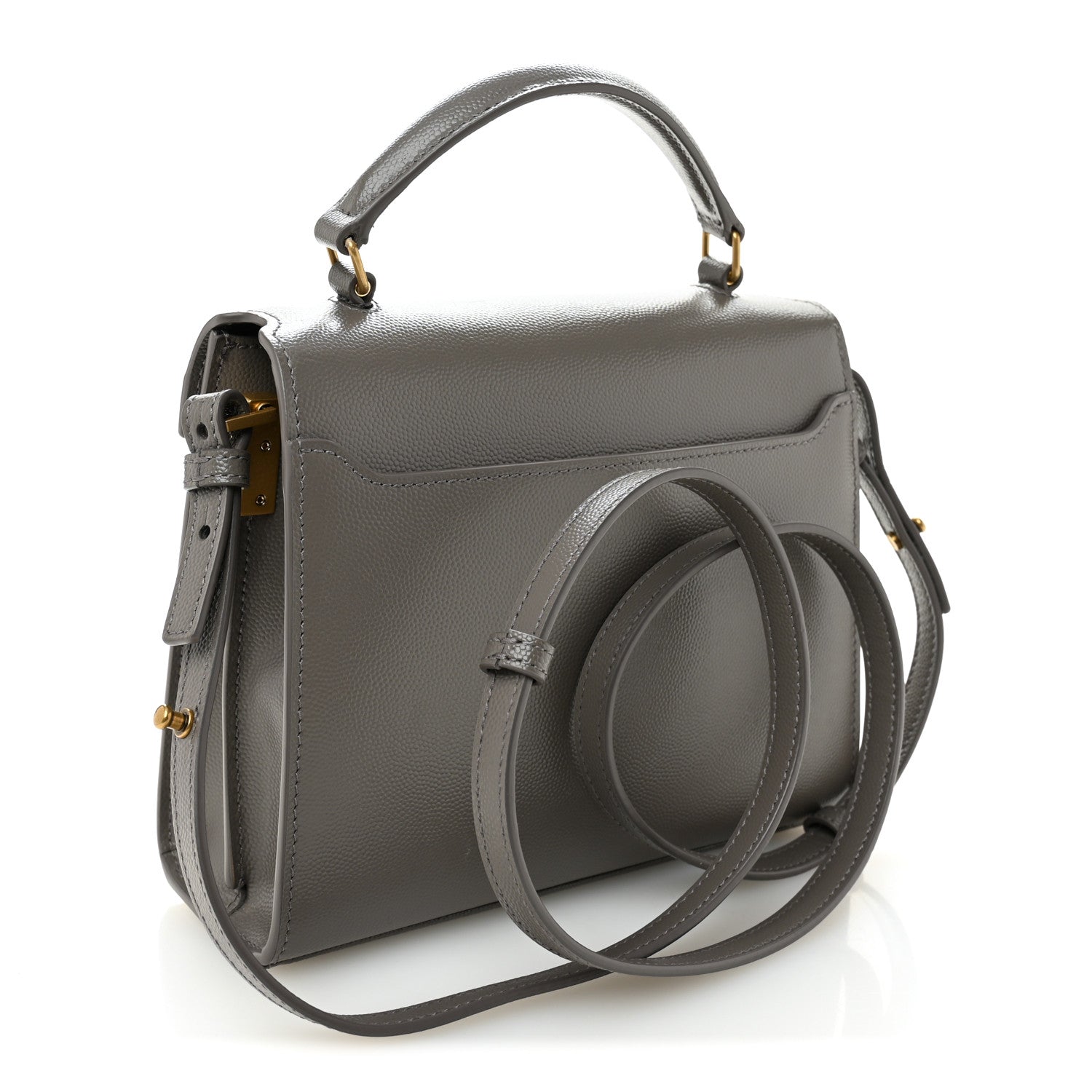 Saint Laurent Grain de Poudre Mini Classic Monogram Cassandra Top Handle Pebble 3 of 9