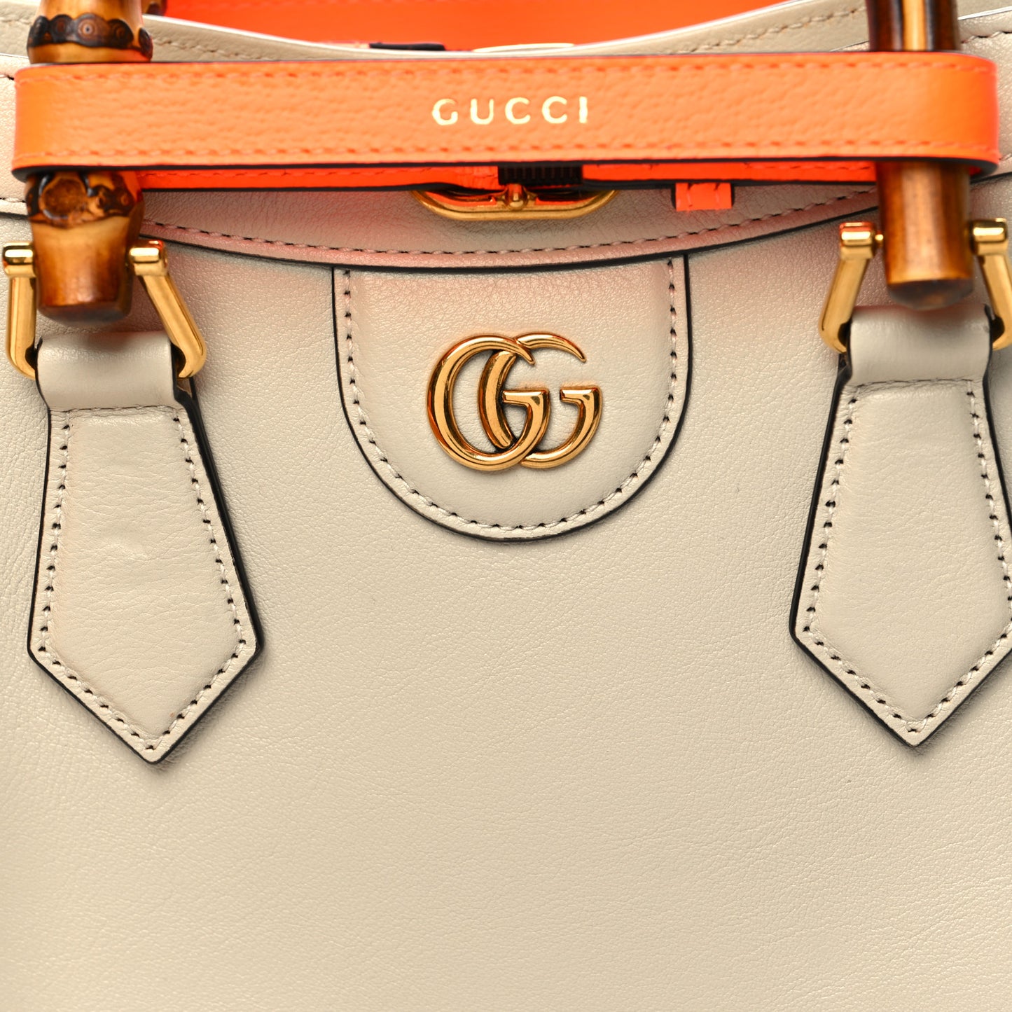 Wonka Grain Calfskin Small Diana Tote Bag Mystic White Orange Fluo