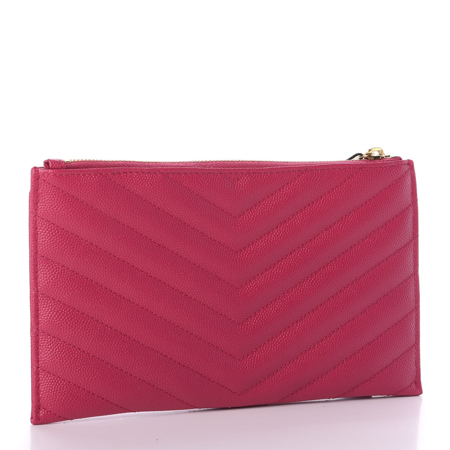 Saint Laurent Grain De Poudre Chevron Monogram Bill Pouch Bright Pink 3 of 9