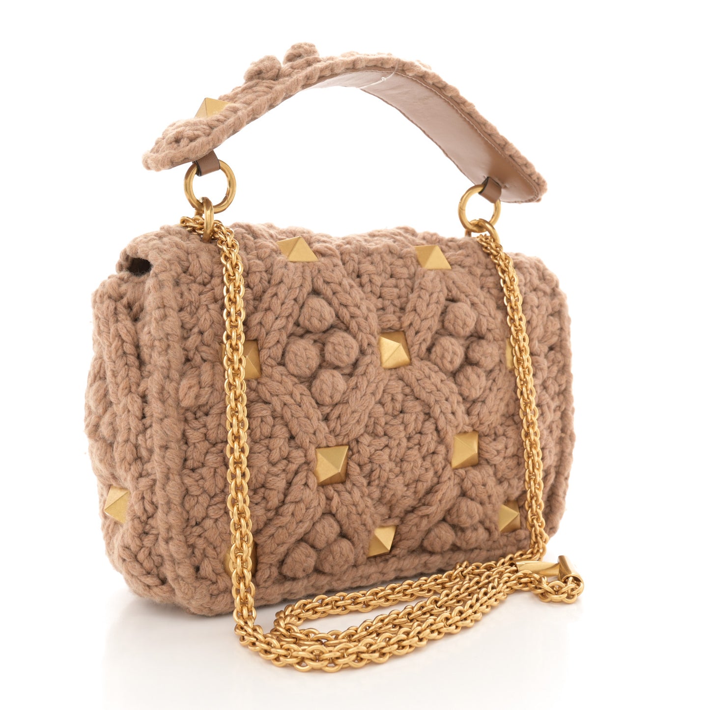 Cashmere Medium Roman Stud Shoulder Bag Brown