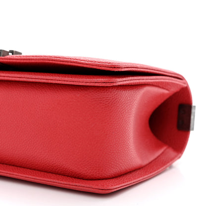 Chanel Caviar Chevron Quilted Medium Boy Flap Red 10 of 11