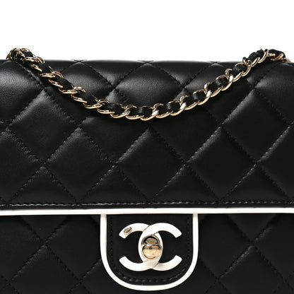 Chanel Lambskin Quilted Resin CC Mini Flap Bag Black White 8 of 11