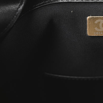 Chanel Suede Calfskin Shiny Lambskin Quilted Small Coco Base Shopping Bag Beige Black 7 of 11