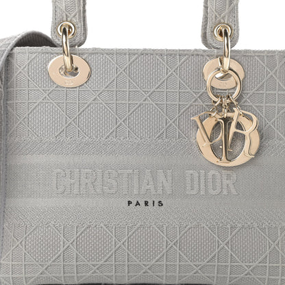 Christian Dior Canvas Embroidered Cannage Medium Lady D-Lite Gray 8 of 12
