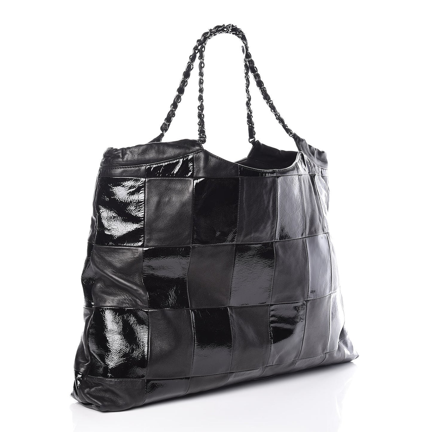 Patent Patchwork Large Brooklyn Tote Black