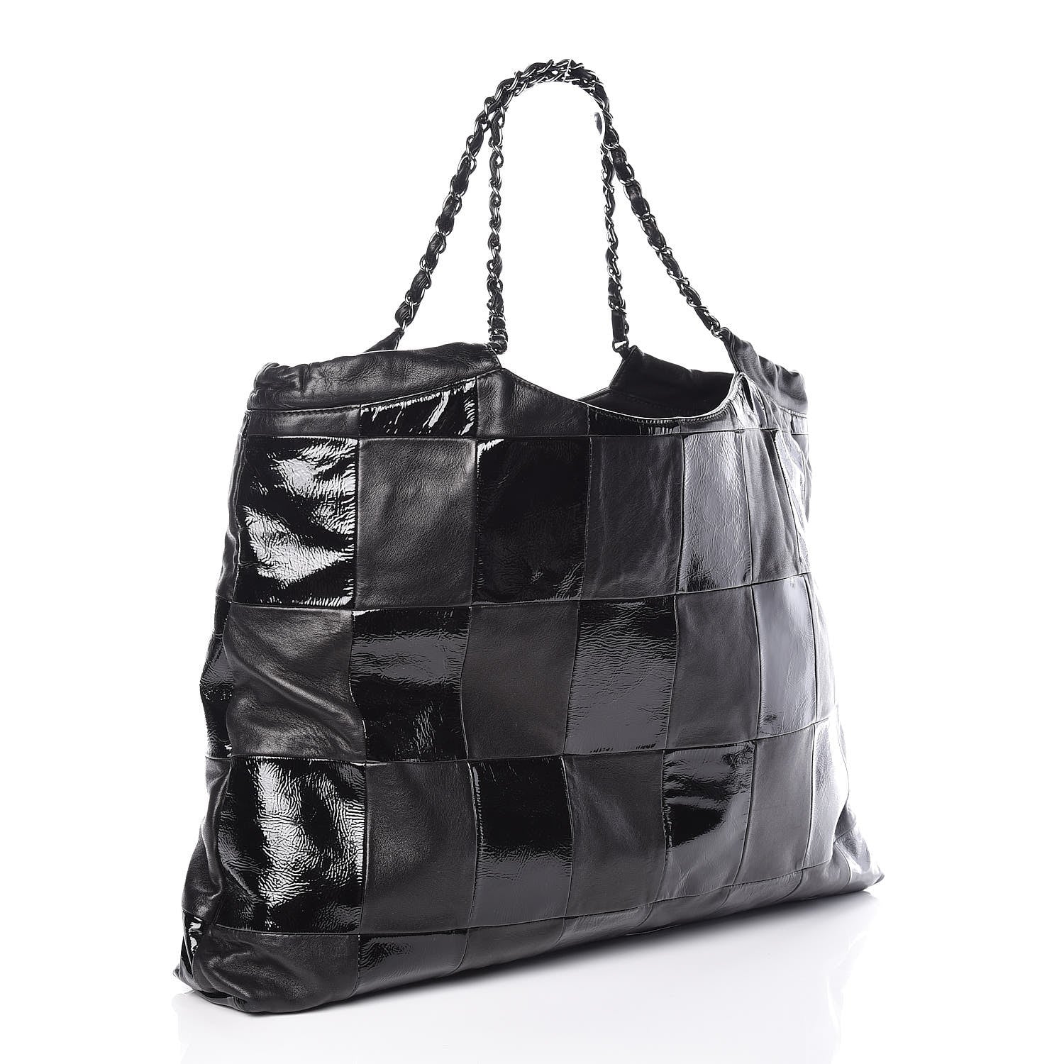 Chanel Patent Patchwork Large Brooklyn Tote Black 3 of 9