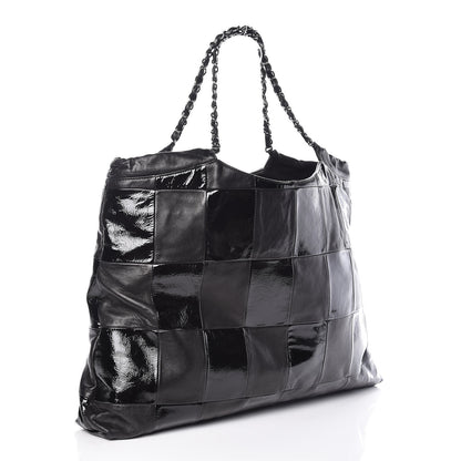 Chanel Patent Patchwork Large Brooklyn Tote Black 3 of 9