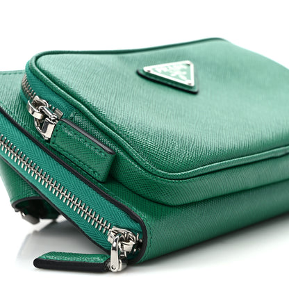 Prada Saffiano Travel Double Zip Belt Bag Mango 7 of 9