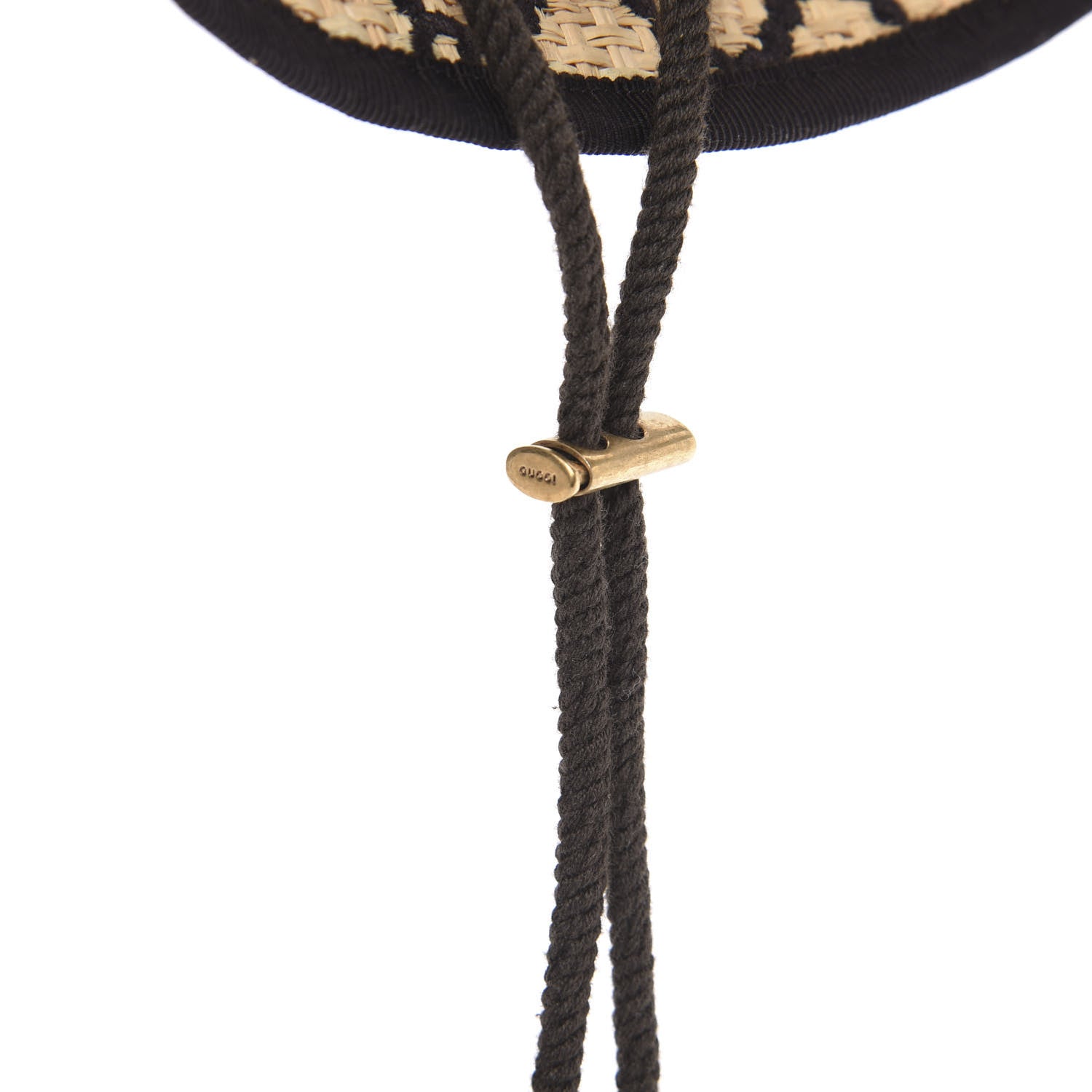 Gucci Raffia Elaphe GG Monogram Embroidered Wide Brim Hat Ivory Black 7 of 8