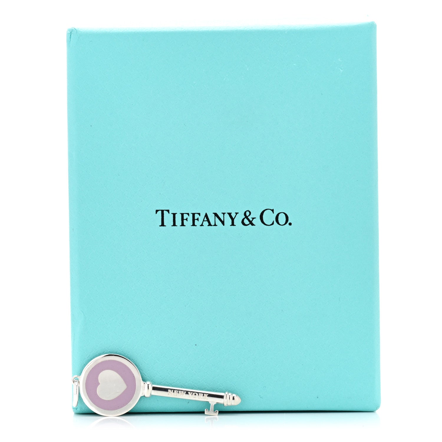 Tiffany Sterling Silver Enamel Keys Heart Key Pendant Lavender 4 of 4