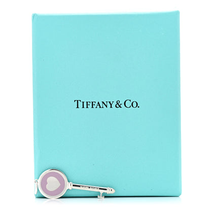 Tiffany Sterling Silver Enamel Keys Heart Key Pendant Lavender 4 of 4