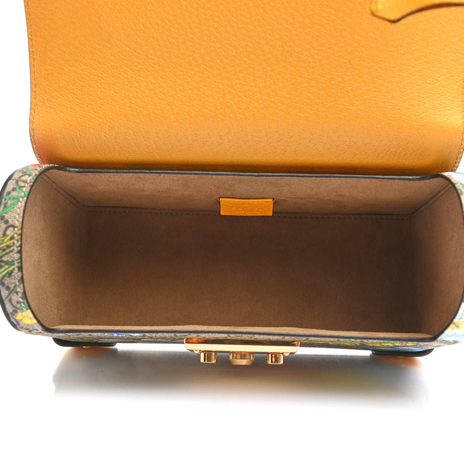 Gucci GG Supreme Monogram Flora Small Padlock Bamboo Shoulder Bag Beige Multicolor Crop 5 of 10