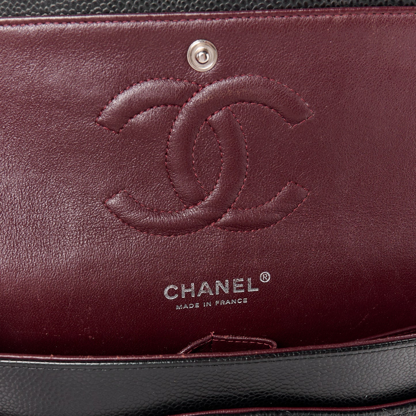 Caviar Quilted Medium Double Flap Black