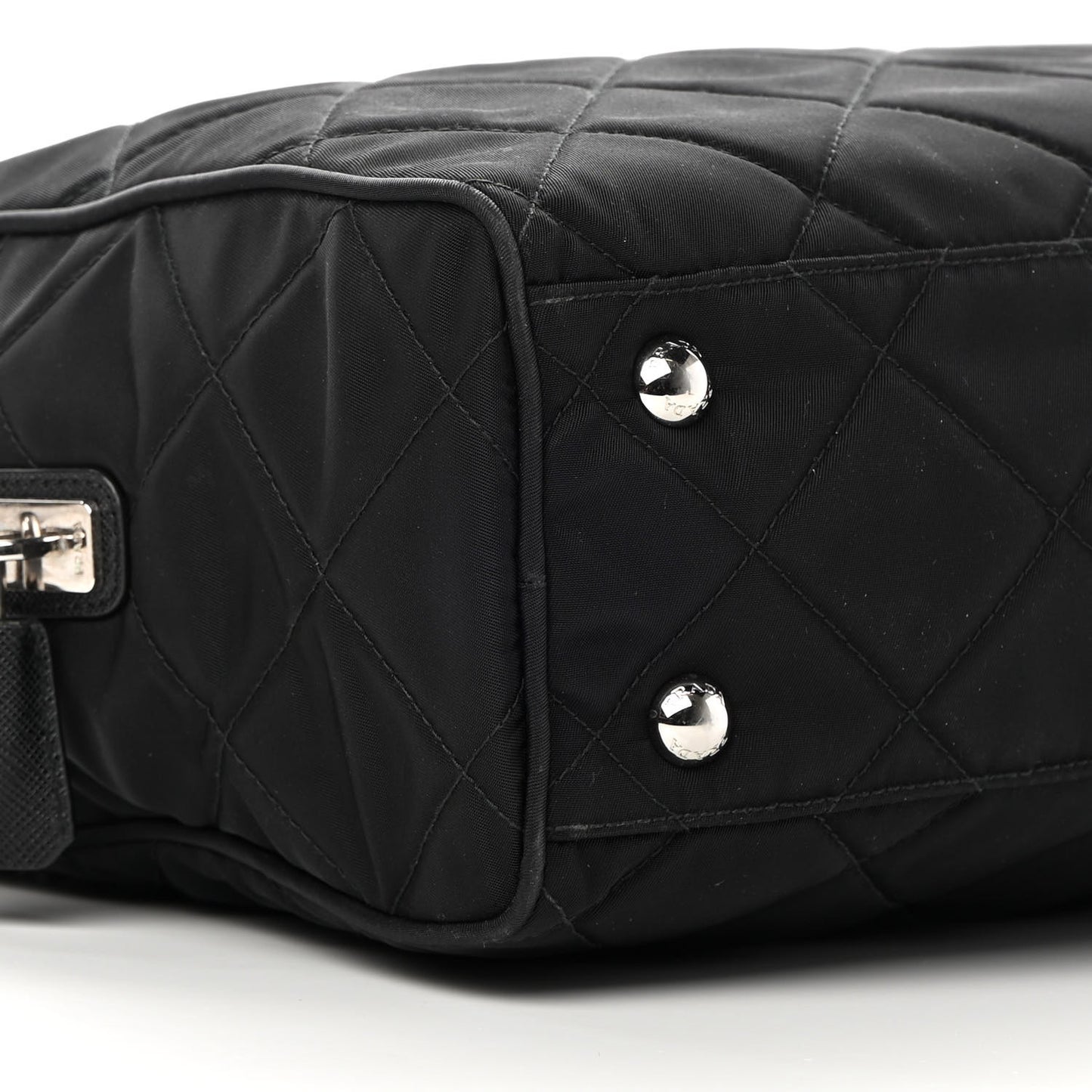 Nylon Tessuto Impuntu Quilted Shoulder Bag Black