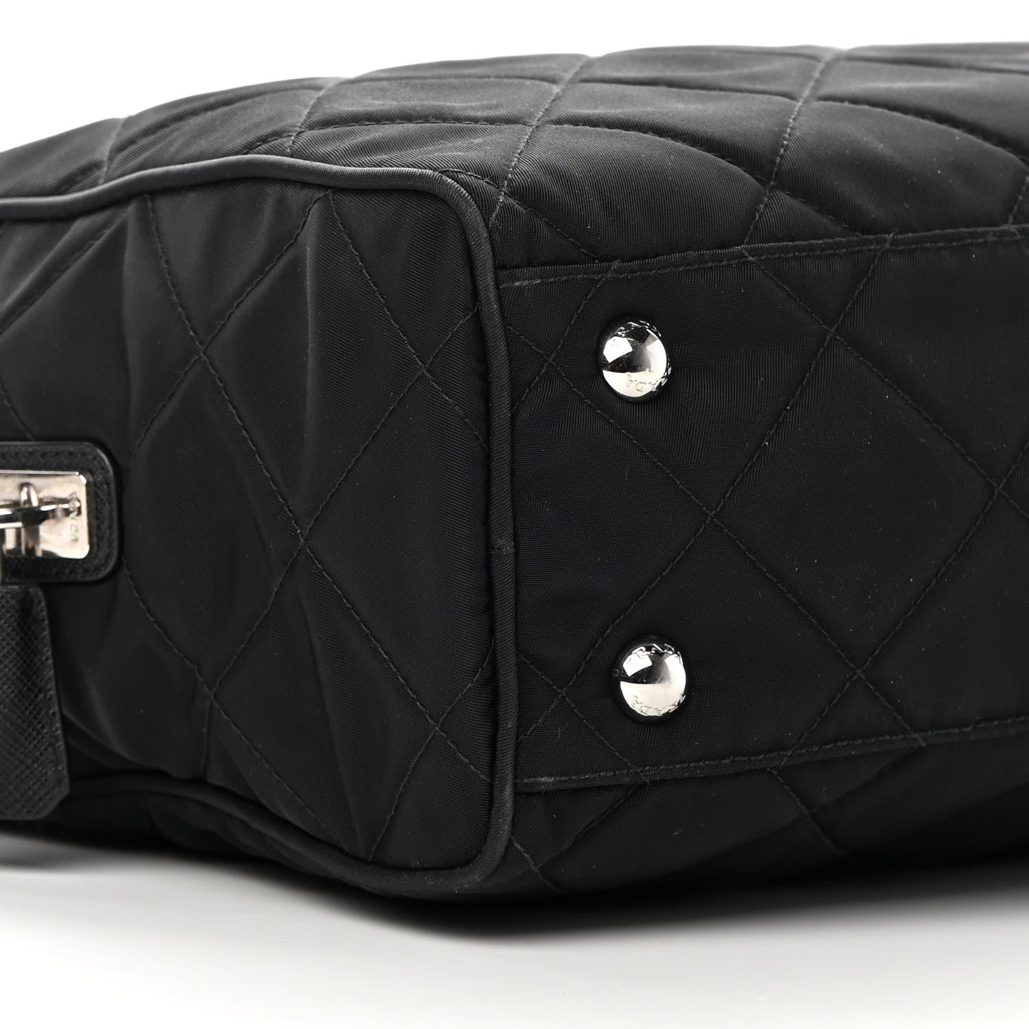 Prada Nylon Tessuto Impuntu Quilted Shoulder Bag Black 8 of 11