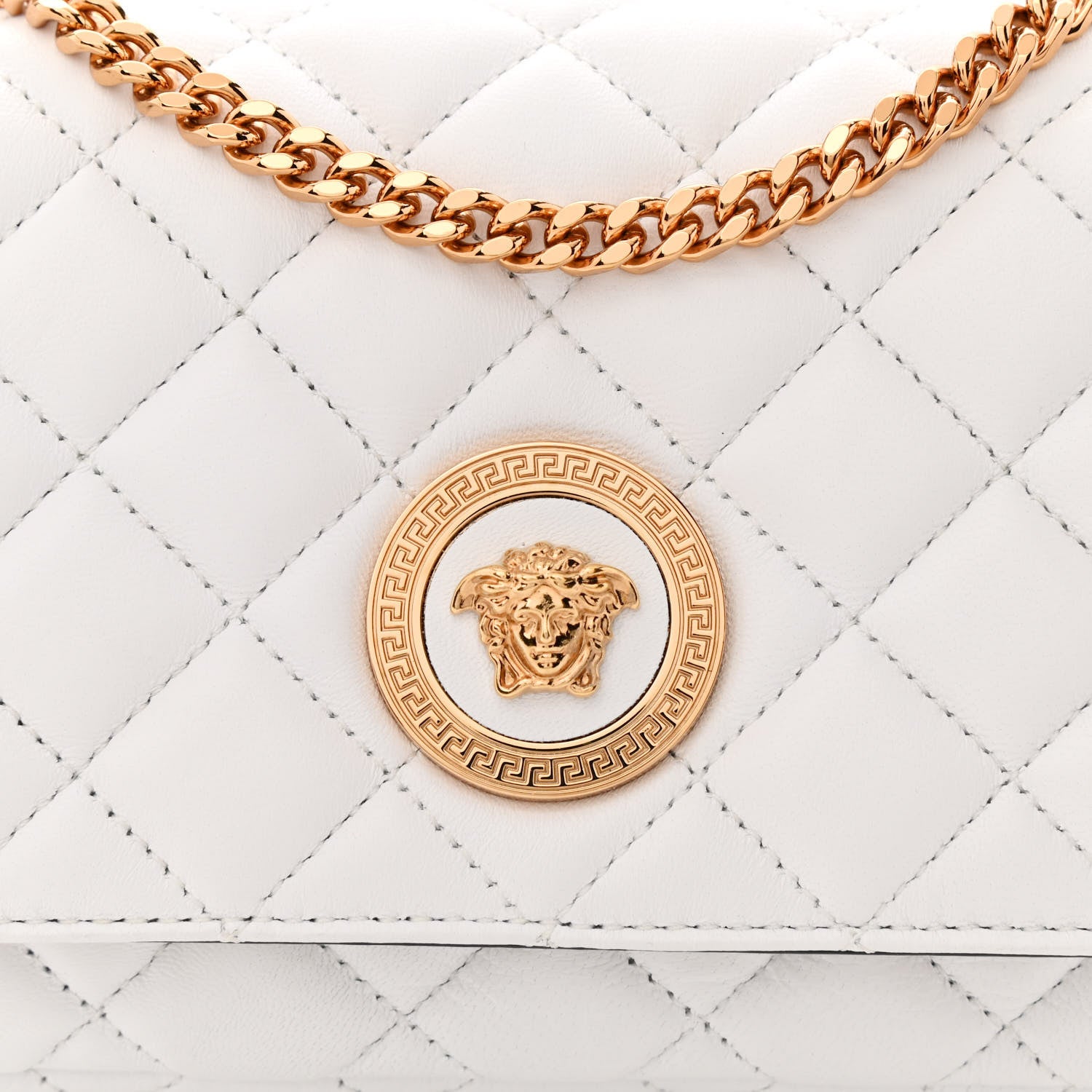 Versace Nappa Quilted Small Medusa Chain Crossbody White 8 of 10