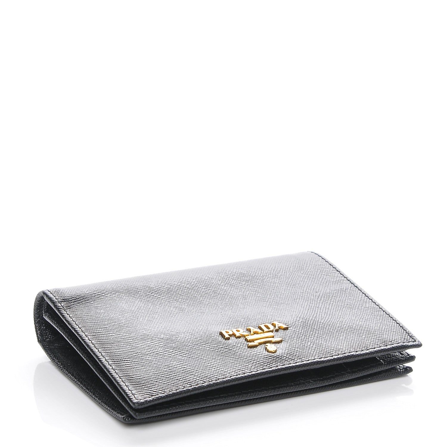 Prada Saffiano Compact Snap Bi-Fold Wallet Black 4 of 6