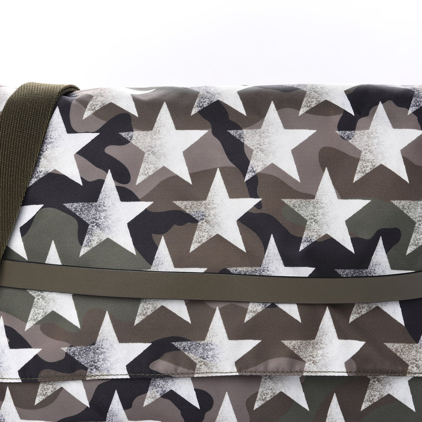 Nylon Printed Camustars Rockstud Messenger Bag Army Green White