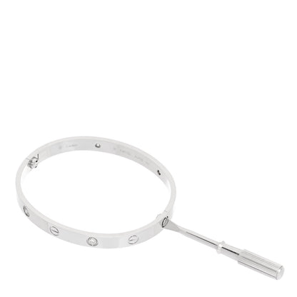 Cartier 18K White Gold 4 Diamond Love Bracelet 18 3 of 7