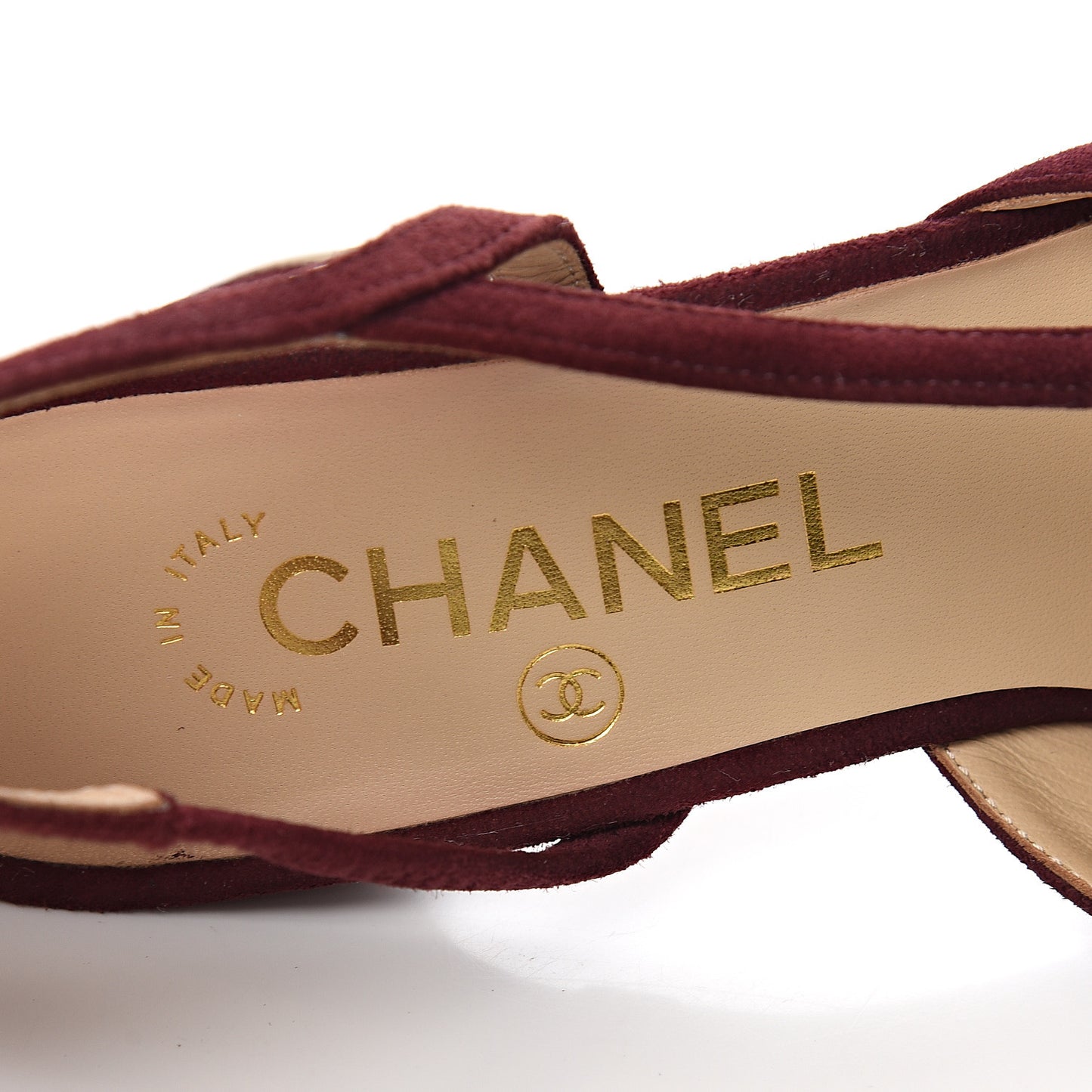 Kid Suede Metallic Lambskin Cap Toe CC Slingback Pumps 36 Burgundy Gold