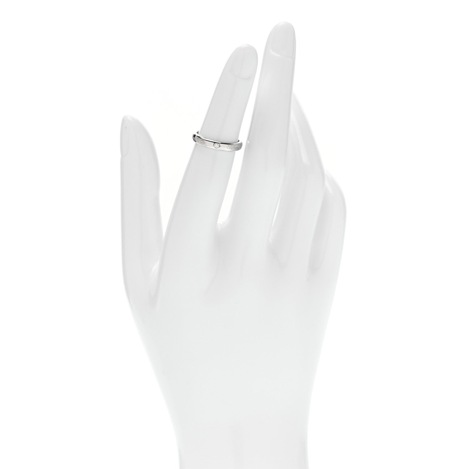 Tiffany Platinum Diamond 3mm Notes Ring 48 4.5 2 of 5