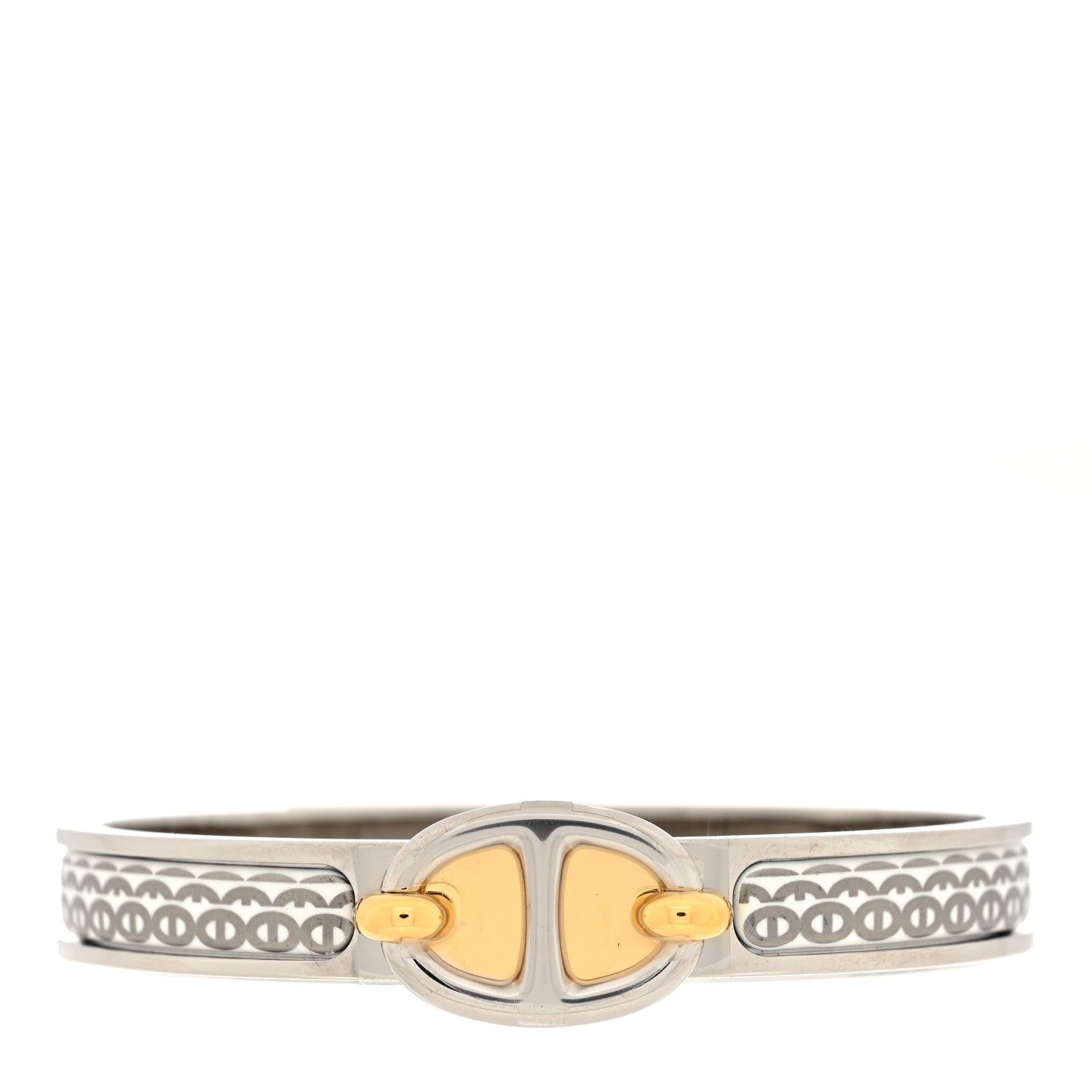 Hermes Enamel Mini Clic Chaine d'Ancre Bracelet Orfevre White Platine White 1 of 5