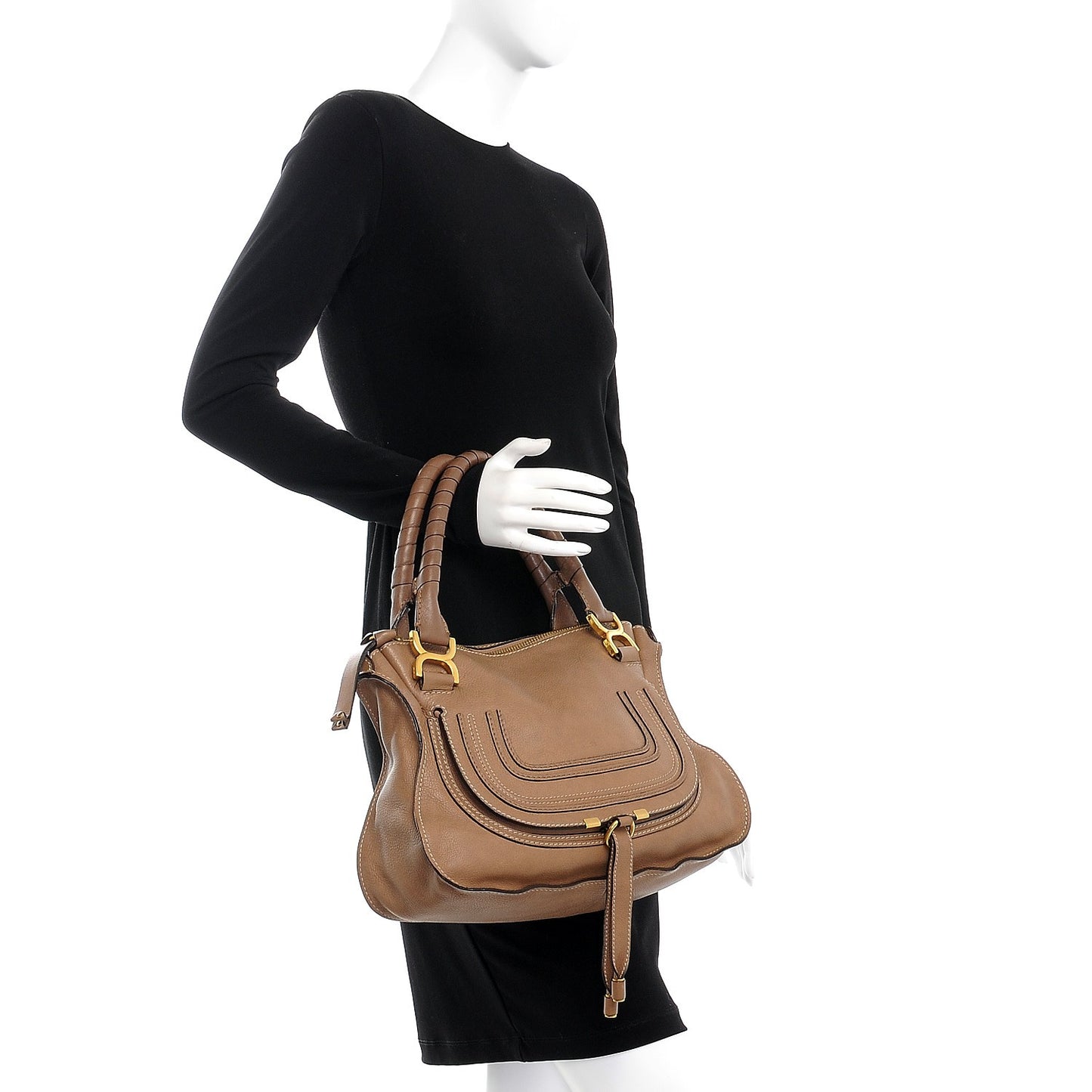 Calfskin Small Marcie Satchel Nut