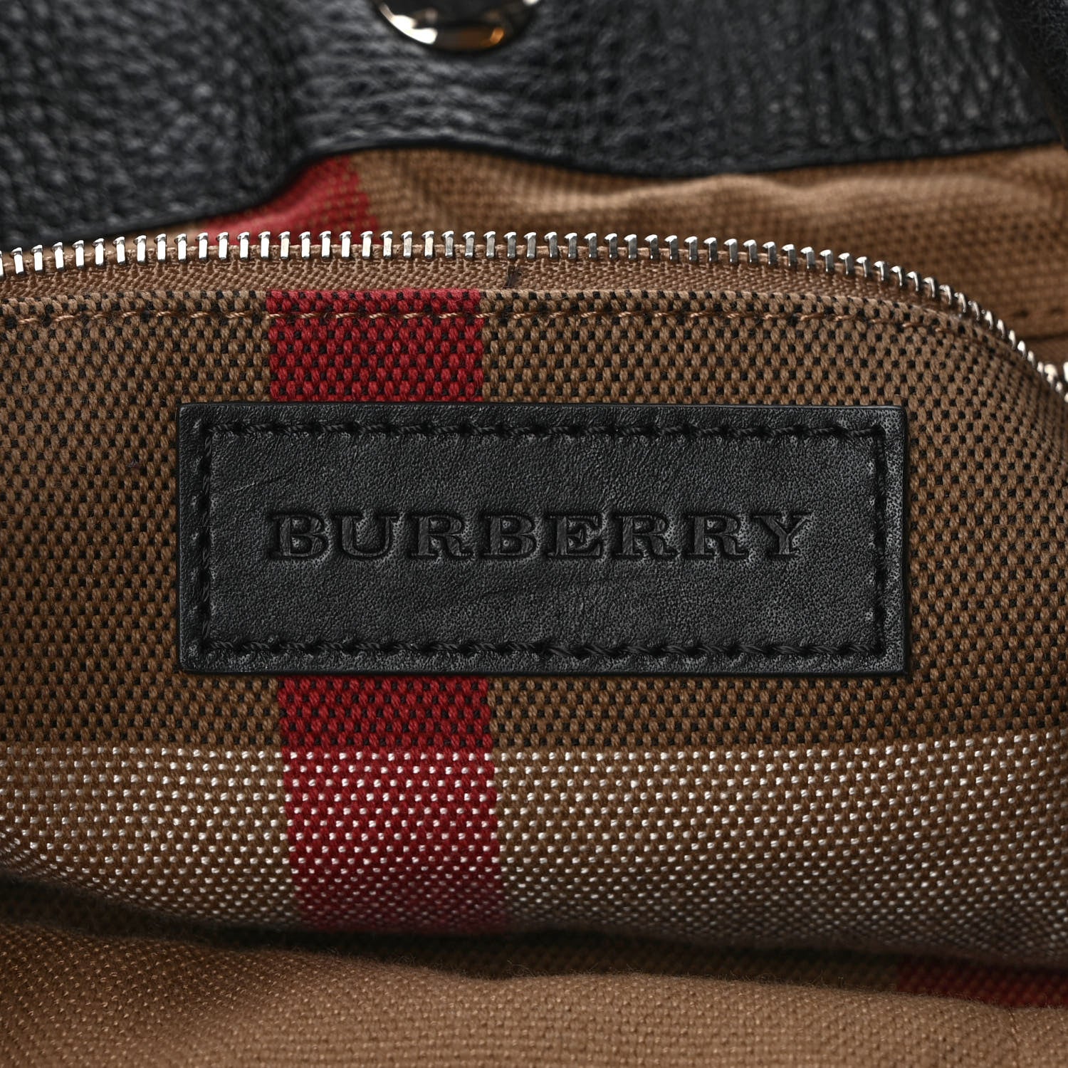 Burberry Grainy Calfskin House Check Small Maidstone Black 6 of 12
