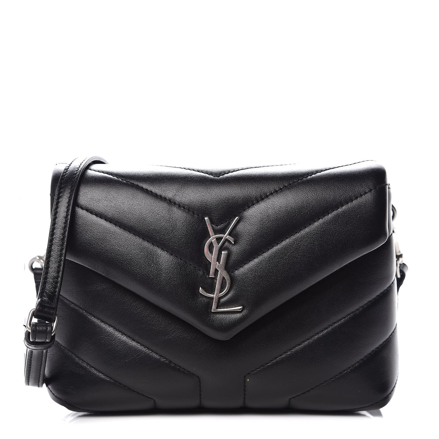 Calfskin Y Quilted Monogram Toy Loulou Crossbody Bag Black