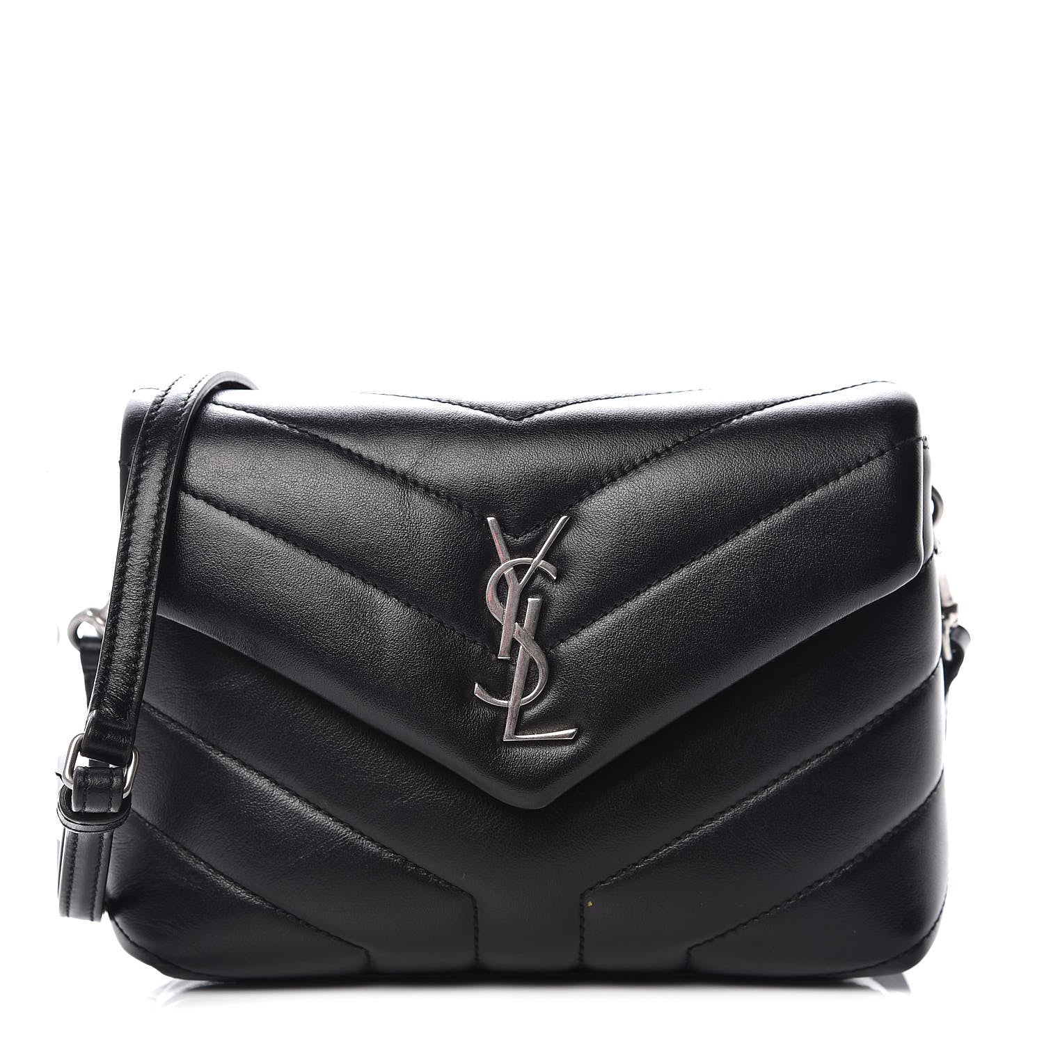Saint Laurent Calfskin Y Quilted Monogram Toy Loulou Crossbody Bag Black 1 of 12