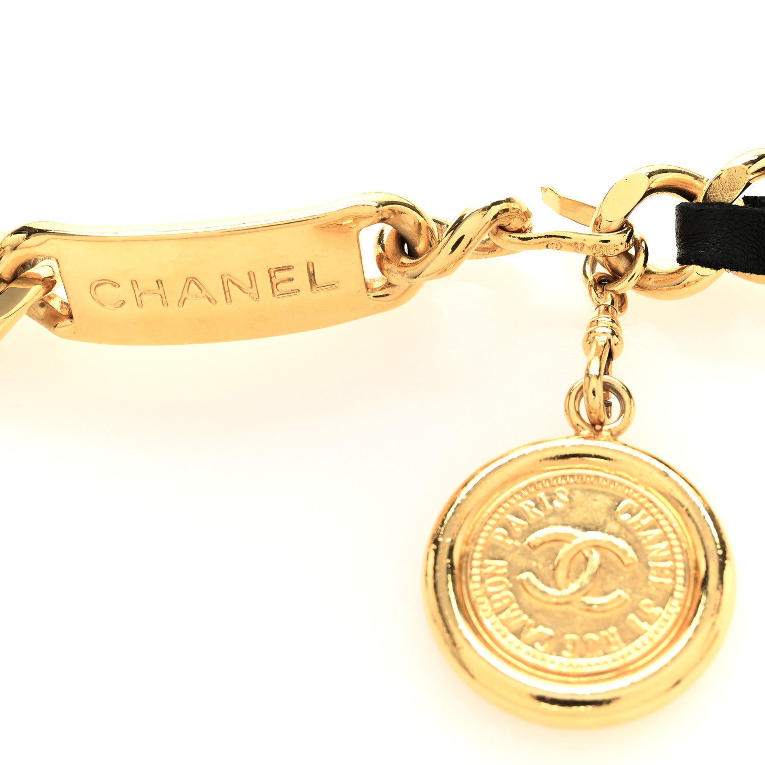 Chanel Lambskin Chain CC Medallion Belt Black Gold 1805490