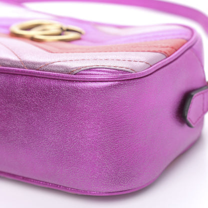 Gucci Laminated Nappa Matelasse Small GG Marmont Chain Shoulder Bag Fuxia Rosso Rosa 10 of 10